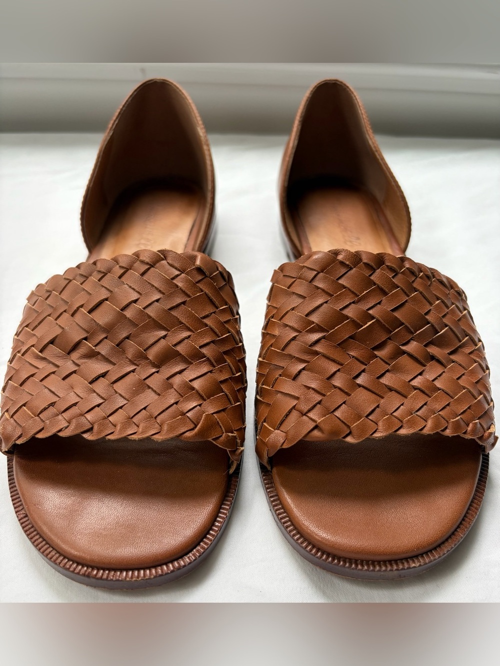 Madewell Women's the Kinsey d’orsay in woven brown leather Sandals- slide size 7